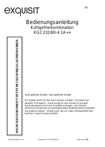 Bedienungsanleitung Exquisit KGC 232/60-4si A++ Kühl-gefrierkombination