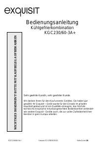 Bedienungsanleitung Exquisit KGC 230/60-3A+ Kühl-gefrierkombination