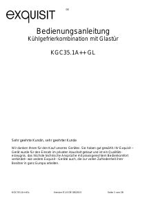 Bedienungsanleitung Exquisit KGC 35.1A++GL Kühl-gefrierkombination