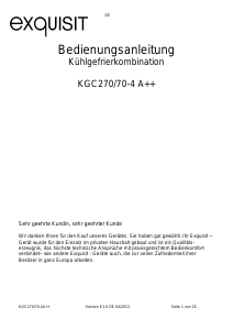 Bedienungsanleitung Exquisit KGC 270/70-4si A++ Kühl-gefrierkombination