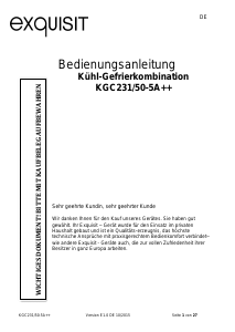 Bedienungsanleitung Exquisit KGC 231/50-5A++ Kühl-gefrierkombination