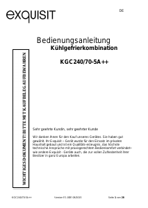 Bedienungsanleitung Exquisit KGC 240/70-5A++ Kühl-gefrierkombination