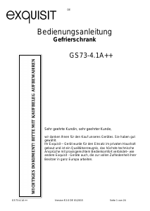 Bedienungsanleitung Exquisit GS 73-4A++ Gefrierschrank