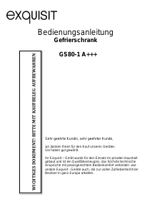 Bedienungsanleitung Exquisit GS 80-1A+++ Gefrierschrank