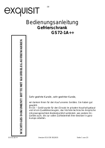 Bedienungsanleitung Exquisit GS 72-1A++ Gefrierschrank
