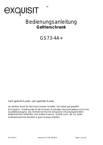 Bedienungsanleitung Exquisit GS 73-4 A+ Gefrierschrank
