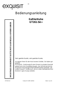 Bedienungsanleitung Exquisit GT 261-5 A+ Gefrierschrank