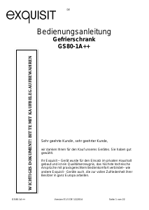 Bedienungsanleitung Exquisit GS 80-1A++ Gefrierschrank