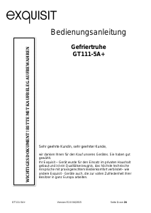 Bedienungsanleitung Exquisit GT 111-5A+ Gefrierschrank