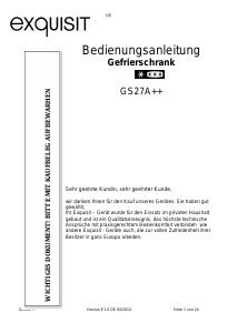 Bedienungsanleitung Exquisit GS 27A++ Gefrierschrank