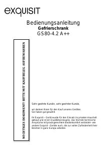 Bedienungsanleitung Exquisit GS 80-4.2A++ Gefrierschrank