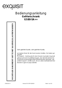 Bedienungsanleitung Exquisit GS 80-5 A++ Gefrierschrank