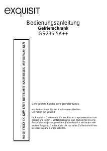 Bedienungsanleitung Exquisit GS 235-5A++ Gefrierschrank