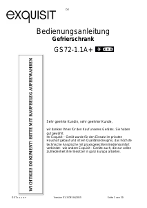 Bedienungsanleitung Exquisit GS 72-1.1A+ Gefrierschrank