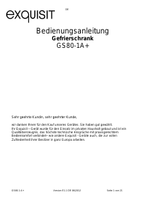 Bedienungsanleitung Exquisit GS 80-1A+ Gefrierschrank