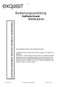 Bedienungsanleitung Exquisit GS 111-4 A+ Gefrierschrank