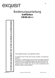 Bedienungsanleitung Exquisit GB 40-1 A++ Gefrierschrank