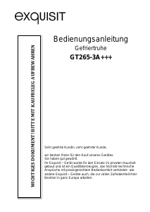 Bedienungsanleitung Exquisit GT 265-3 A+++ Gefrierschrank