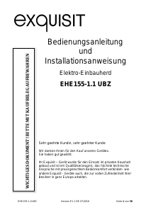 Bedienungsanleitung Exquisit EHE 155-1.1 UBZ Herd