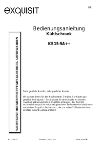 Bedienungsanleitung Exquisit KS 15-5 A++ Kühlschrank