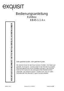 Bedienungsanleitung Exquisit KB 45-1.1 A+ Kühlschrank