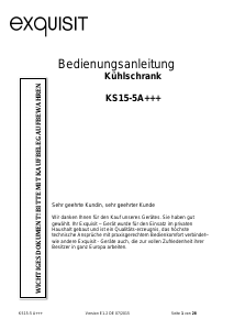 Bedienungsanleitung Exquisit KS 15-5A+++ Kühlschrank