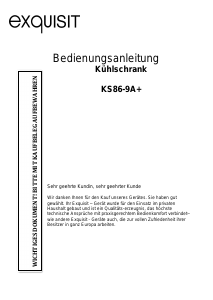 Bedienungsanleitung Exquisit KS 86-9A+Top Kühlschrank