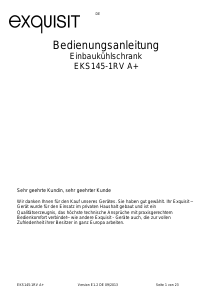 Bedienungsanleitung Exquisit EKS 145-1RVA+ Kühlschrank