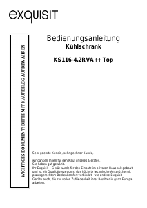 Bedienungsanleitung Exquisit KS 116-4.2RVA++ Kühlschrank