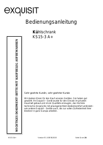 Bedienungsanleitung Exquisit KS 15-3A+ Kühlschrank
