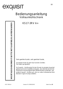 Bedienungsanleitung Exquisit KS 17-3RVA+ Kühlschrank