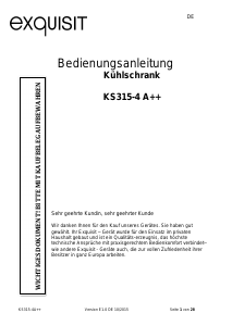 Bedienungsanleitung Exquisit KS 315-4A++ Kühlschrank