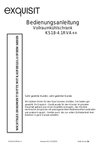 Bedienungsanleitung Exquisit KS 18-4RV A++ Kühlschrank