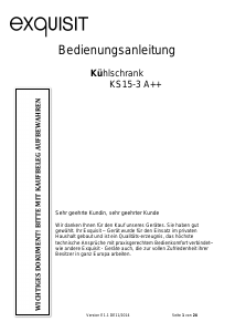 Bedienungsanleitung Exquisit KS 15-3A++ Kühlschrank