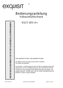 Bedienungsanleitung Exquisit KS 17-1 RVA+ Kühlschrank