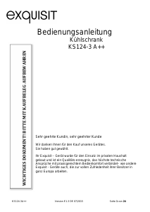 Bedienungsanleitung Exquisit KS 124-3A++ Kühlschrank