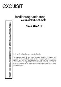 Bedienungsanleitung Exquisit KS 16-1 RVA+++ Kühlschrank