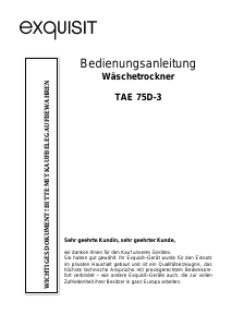 Bedienungsanleitung Exquisit TAE 75D-3 Trockner