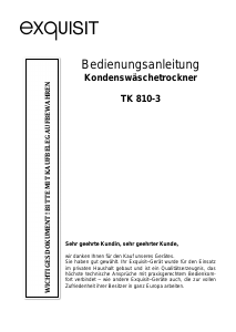 Bedienungsanleitung Exquisit TK 810-3 Trockner