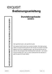 Bedienungsanleitung Exquisit UBH09-6 Dunstabzugshaube