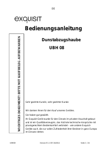 Bedienungsanleitung Exquisit UBH08 Dunstabzugshaube