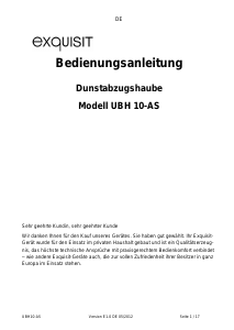 Bedienungsanleitung Exquisit UBH10 AS Dunstabzugshaube