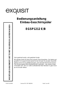 Bedienungsanleitung Exquisit EGSP1212E/B Geschirrspüler