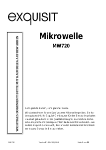 Bedienungsanleitung Exquisit MW720si Mikrowelle