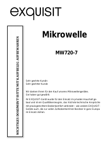 Bedienungsanleitung Exquisit MW720-7 Mikrowelle