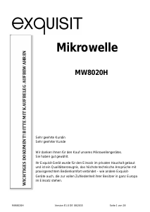 Bedienungsanleitung Exquisit MW8020H Mikrowelle
