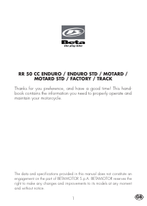 BETA RR 50 CC ENDURO OPERATING INSTRUCTIONS MANUAL Pdf Download