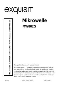 Bedienungsanleitung Exquisit MW802G Mikrowelle