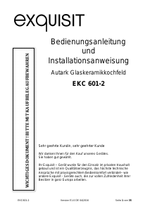 Bedienungsanleitung Exquisit EKC 601-2 Kochfeld