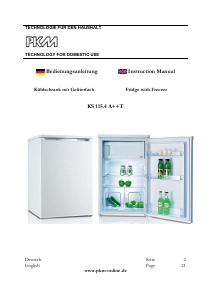 Bedienungsanleitung PKM KS 115.4A++T Kühlschrank